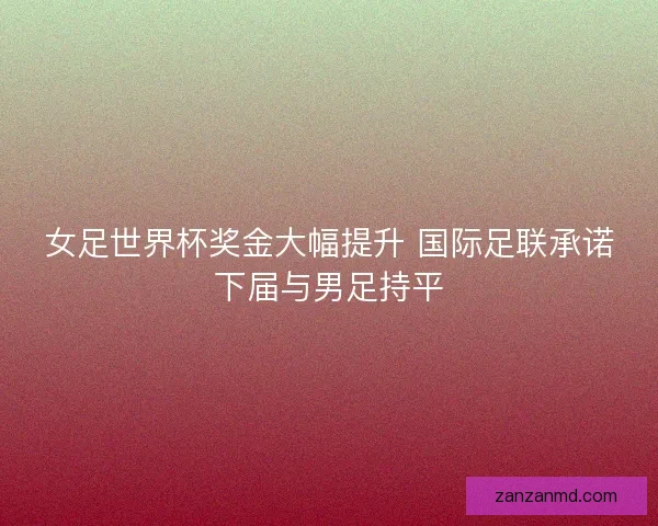 女足世界杯奖金大幅提升 国际足联承诺下届与男足持平